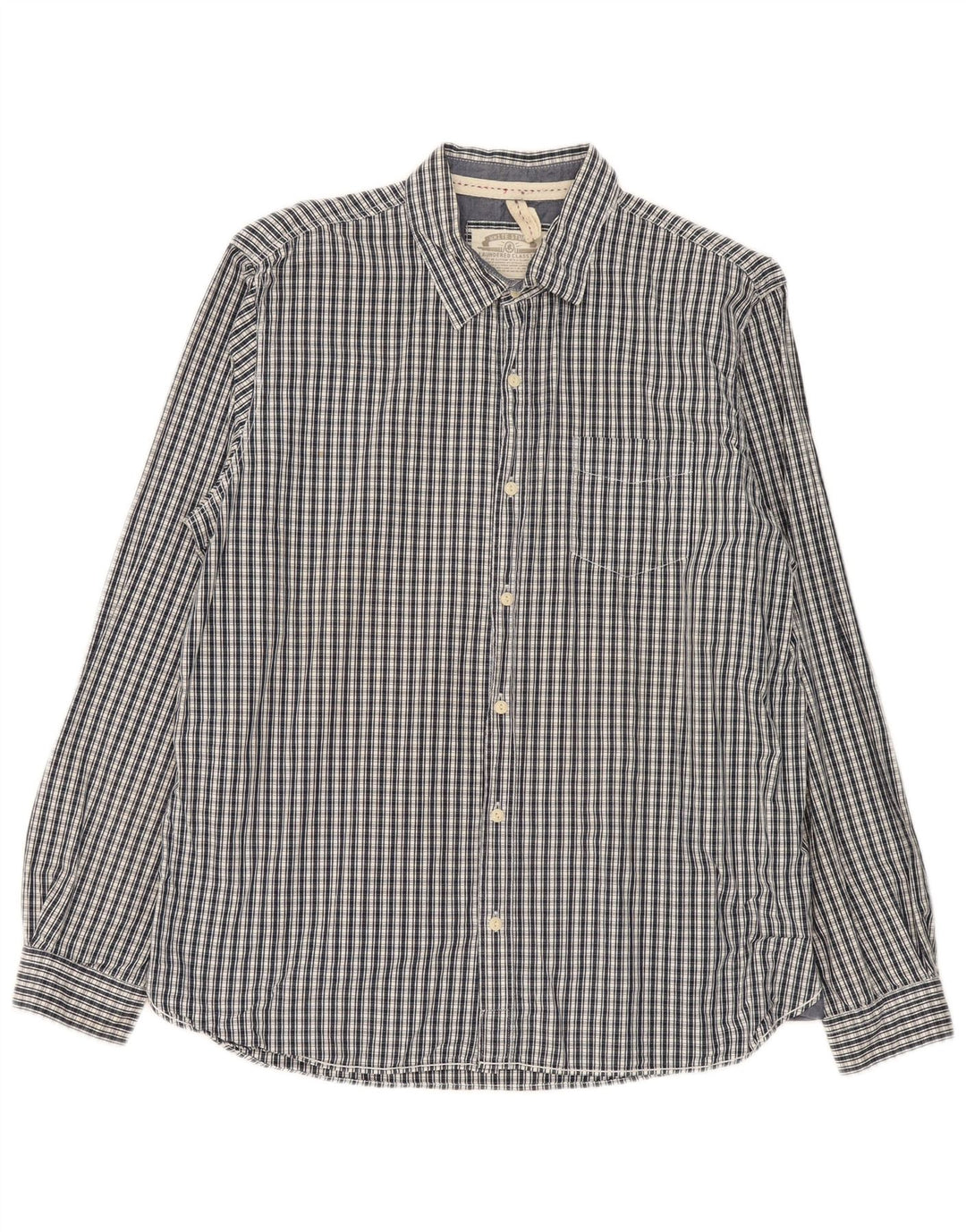 White Stuff Mens Classic Fit Shirt XL Navy Blue Check Cotton