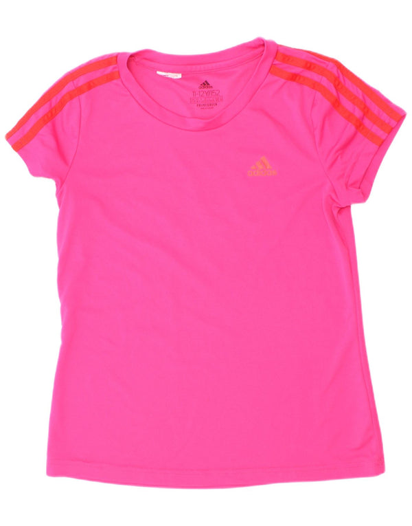 Adidas Girls Aeroready T-Shirt Top 11-12 Years Pink Polyester
