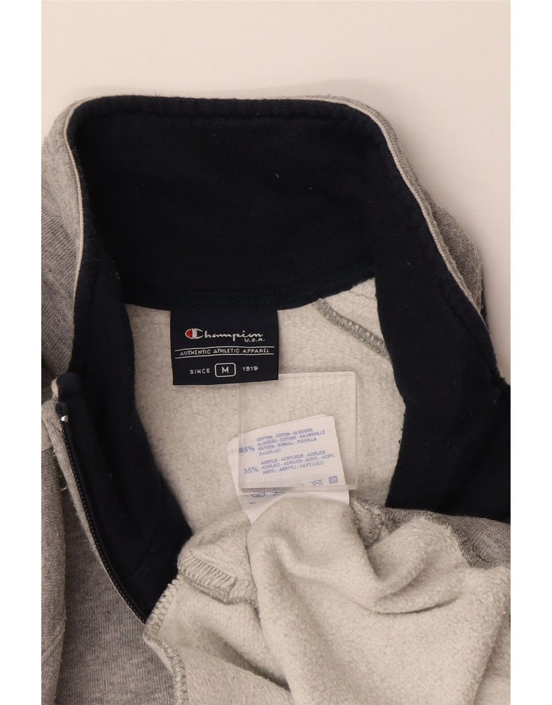 Champion Mens Tracksuit Top Jacket Medium Grey Colourblock Cotton