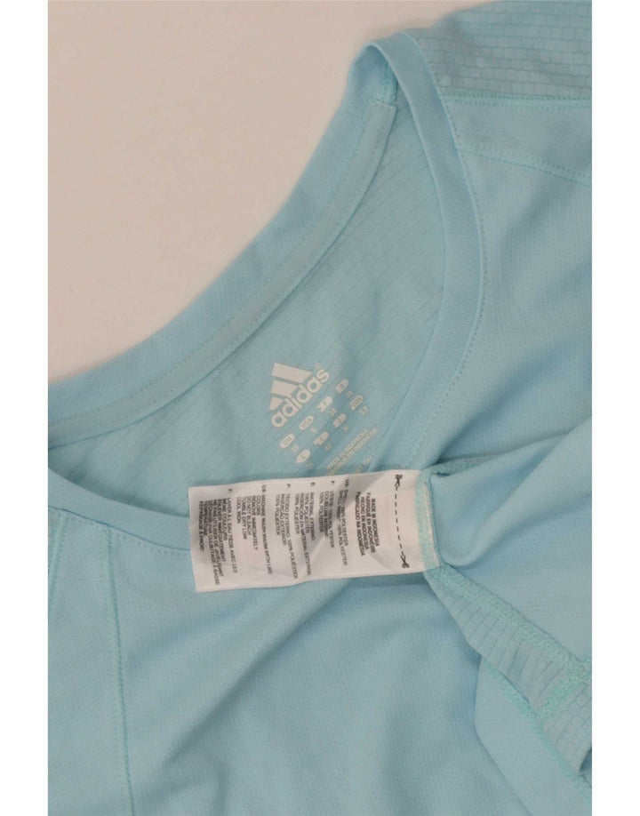 Adidas Womens T-Shirt Top UK 10 Small Blue Polyester