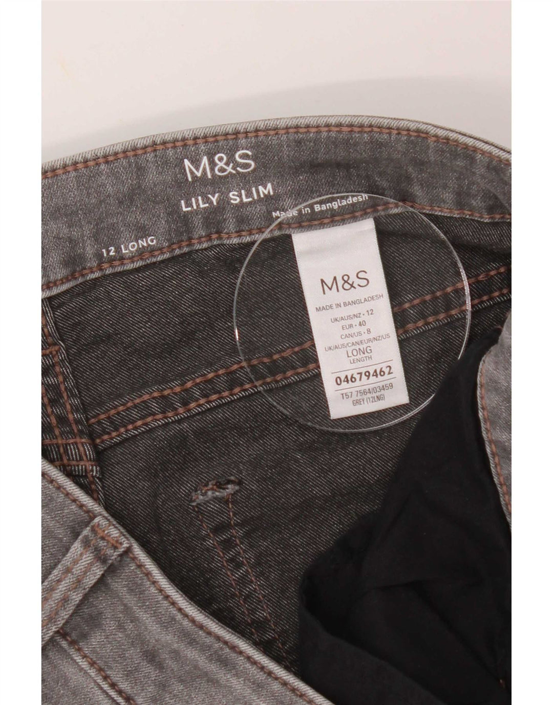 Marks & Spencer Womens Lily Slim Jeans UK 12 Medium W30 L29 Grey Cotton