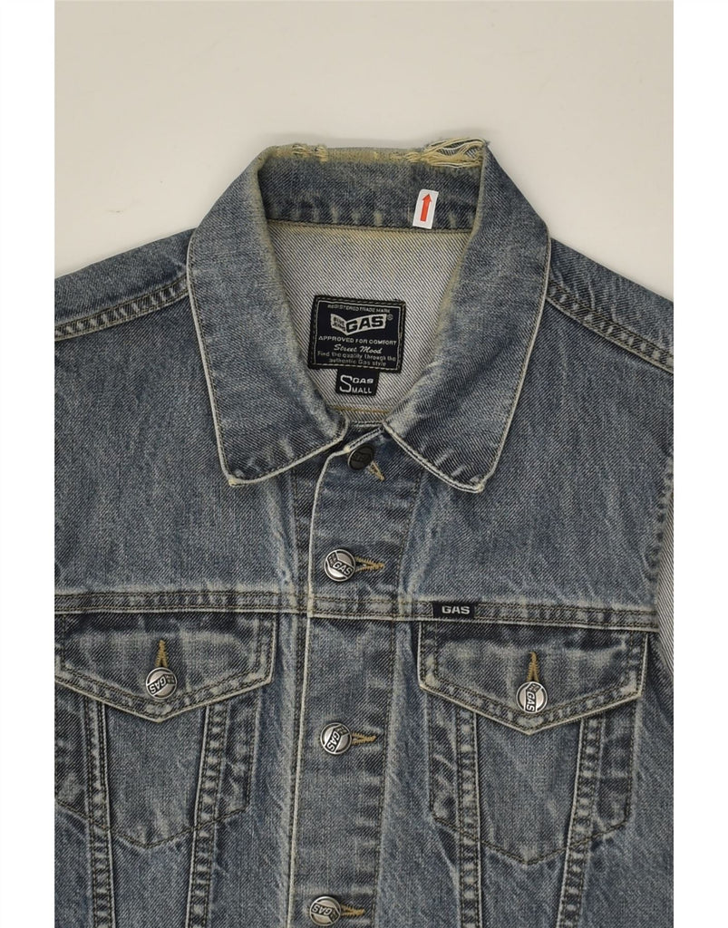 GAS Mens Denim Gilet UK 10 Small Blue Cotton | Vintage Gas | Thrift | Second-Hand Gas | Used Clothing | Messina Hembry 