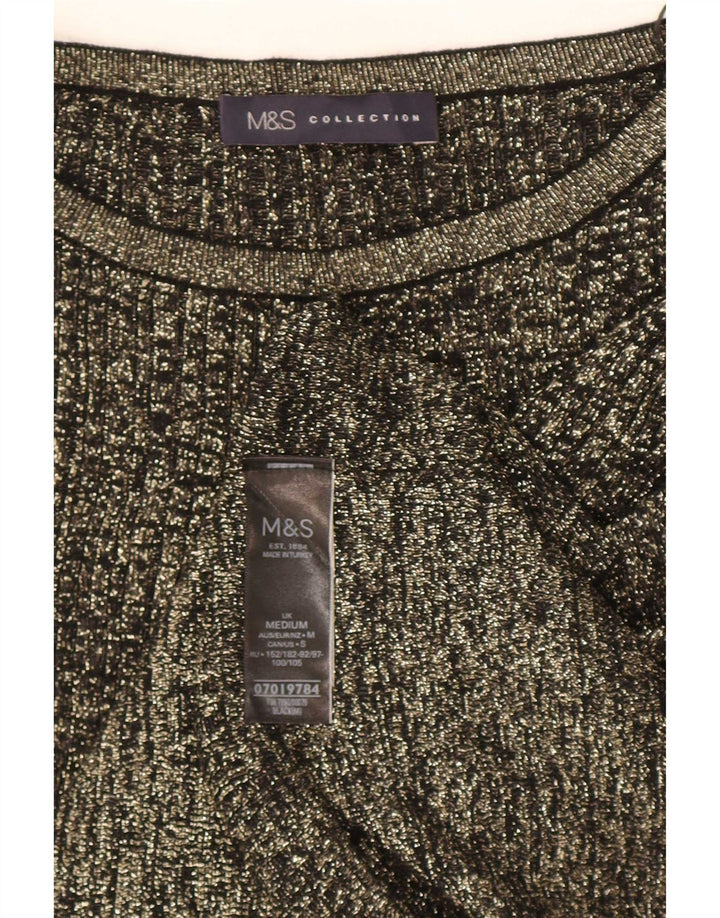 Marks & Spencer Womens Boat Neck Jumper Sweater UK 12 Medium Black Viscose