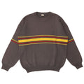 Vintage Mens Crew Neck Jumper Sweater Large Grey Striped
