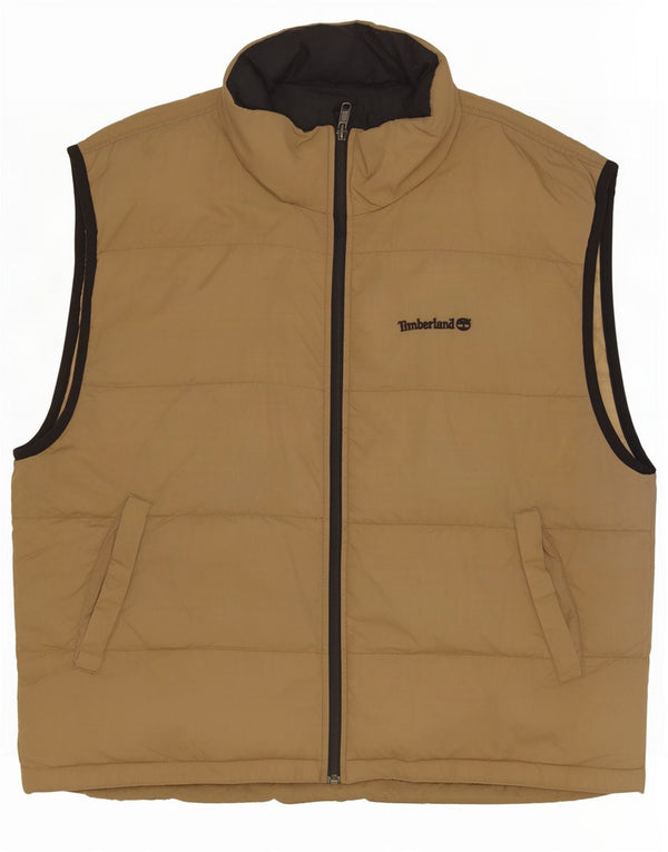 Timberland Mens Reversible Padded Gilet UK 42 XL Beige Nylon