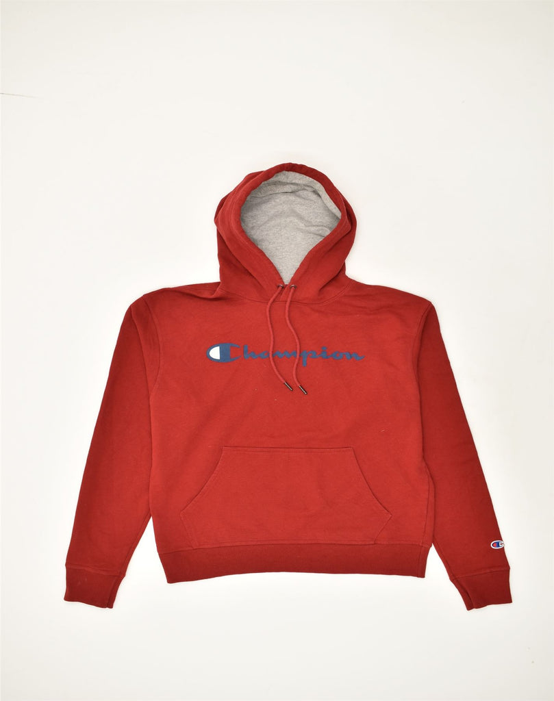 CHAMPION Mens Graphic Hoodie Jumper Medium Red Cotton | Vintage Champion | Thrift | Second-Hand Champion | Used Clothing | Messina Hembry 