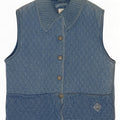 Blue Willi's Womens Quilted Denim Gilet UK 14 Medium Cotton