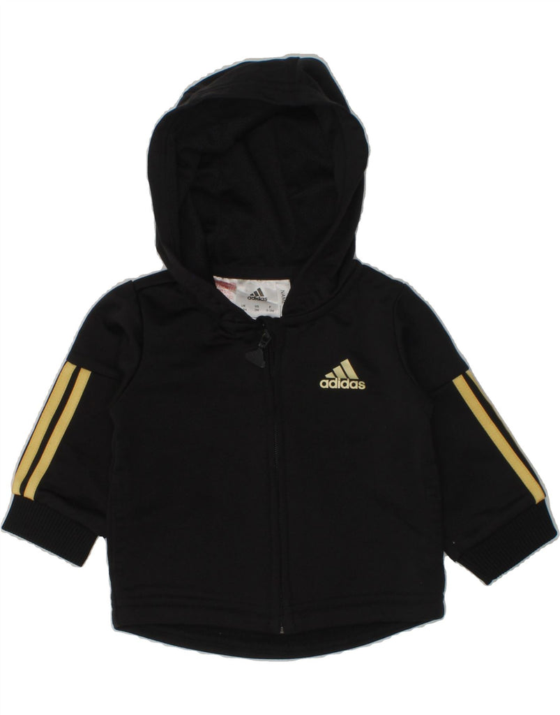 ADIDAS Baby Girls Graphic Zip Hoodie Sweater 0-3 Months Black Polyester | Vintage Adidas | Thrift | Second-Hand Adidas | Used Clothing | Messina Hembry 