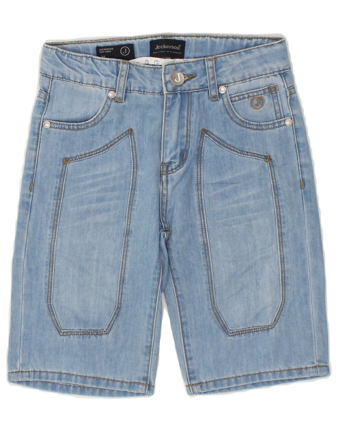 JECKERSON Boys Denim Shorts 7-8 Years W24 Blue Cotton Vintage Jeckerson and Second-Hand Jeckerson from Messina Hembry 