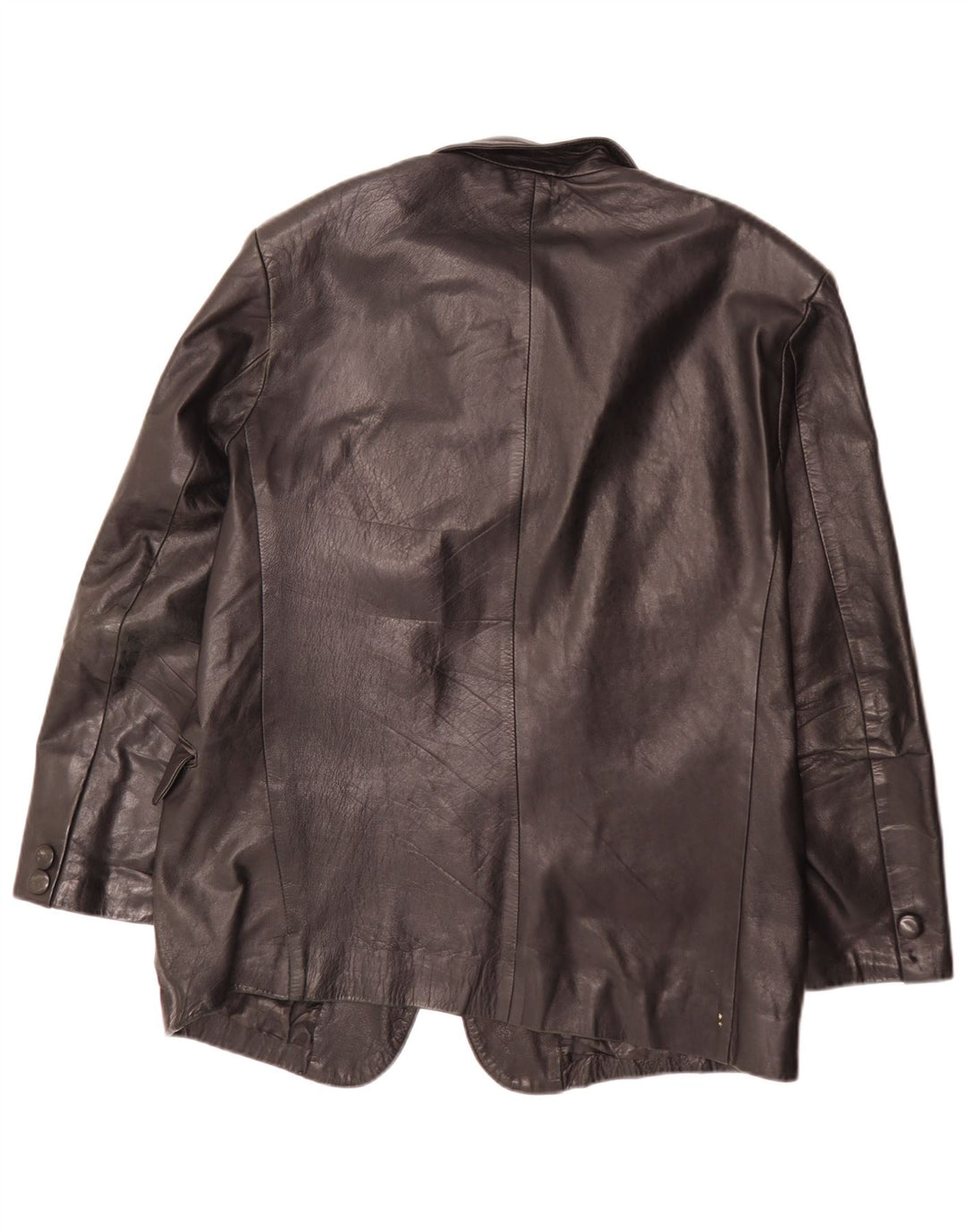 Vintage Mens 3 Button Leather Blazer Jacket IT 54 XL Black