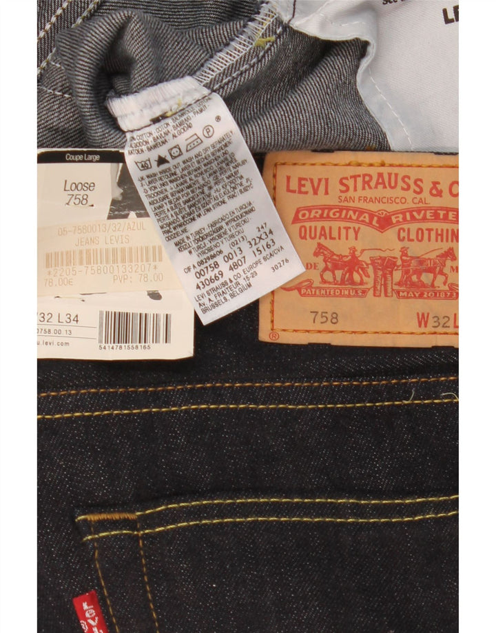 Levi's Mens 758 Loose Jeans W32 L29 Navy Blue Cotton