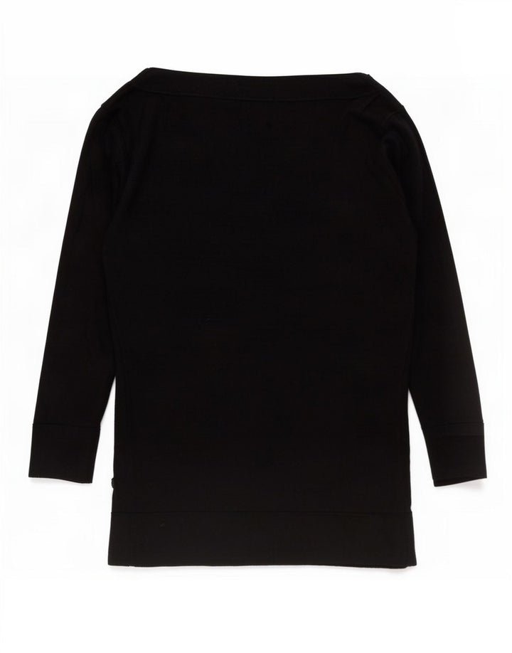 Marks & Spencer Womens Top 3/4 Sleeve UK 12 Medium Black Viscose