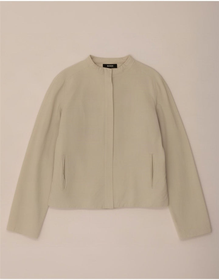 Hugo Boss Womens Blazer Jacket UK 14 Medium Beige Linen