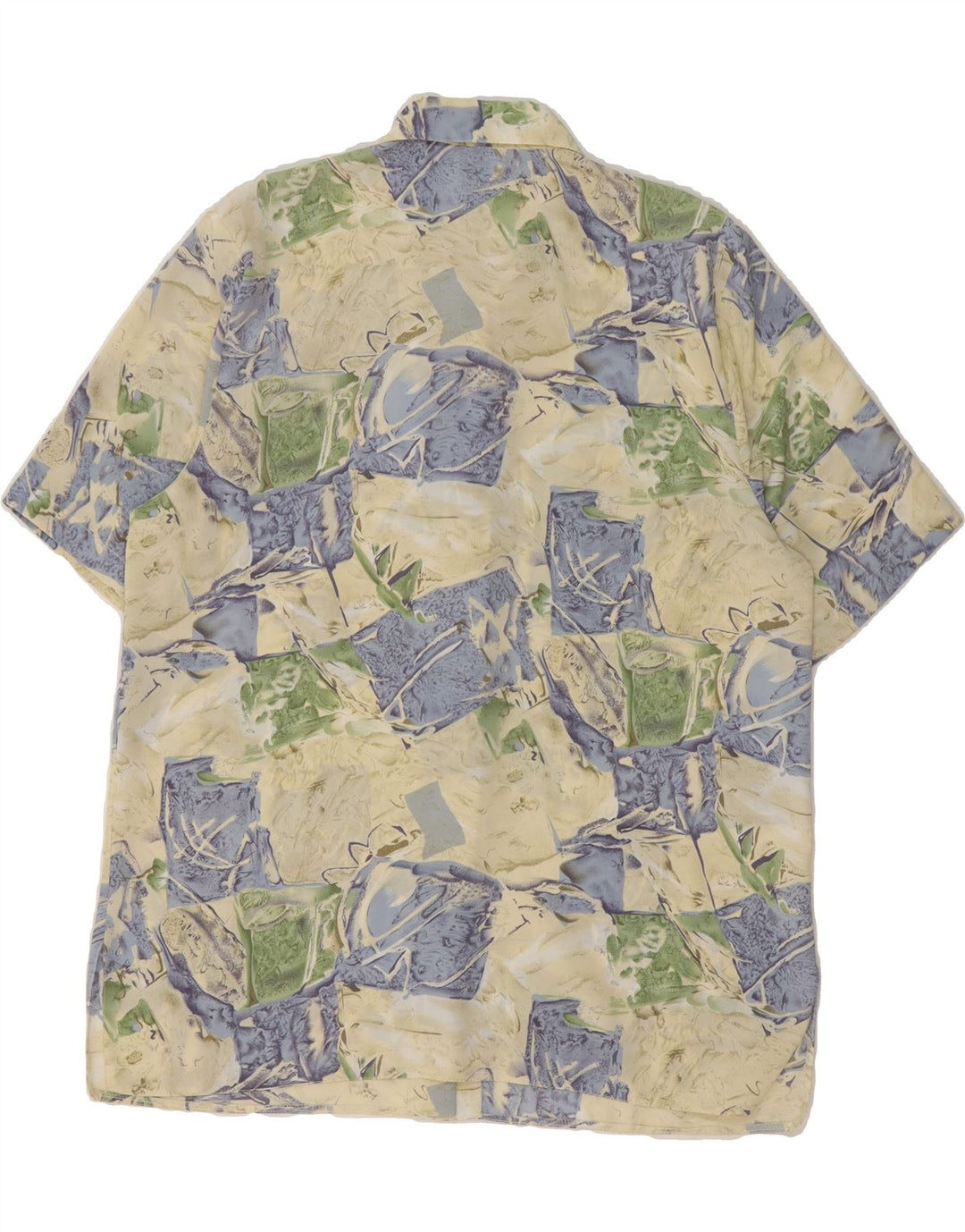 VINTAGE Womens Short Sleeve Shirt UK 18 XL Beige Patchwork Polyester Vintage Vintage and Second-Hand Vintage from Messina Hembry 