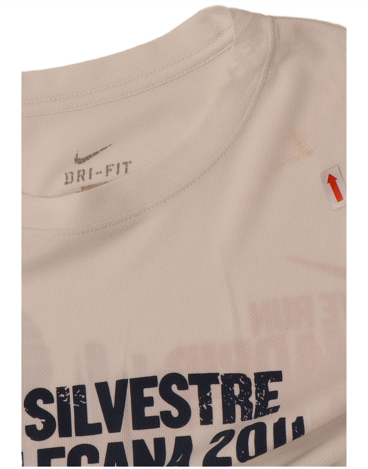 Nike Mens Dri Fit Graphic Top Long Sleeve Medium White Colourblock