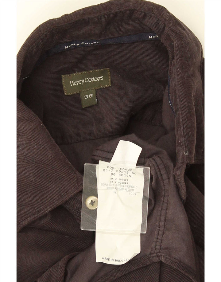 Henry Cottons Mens Corduroy Shirt Size 38 Medium Grey Cotton