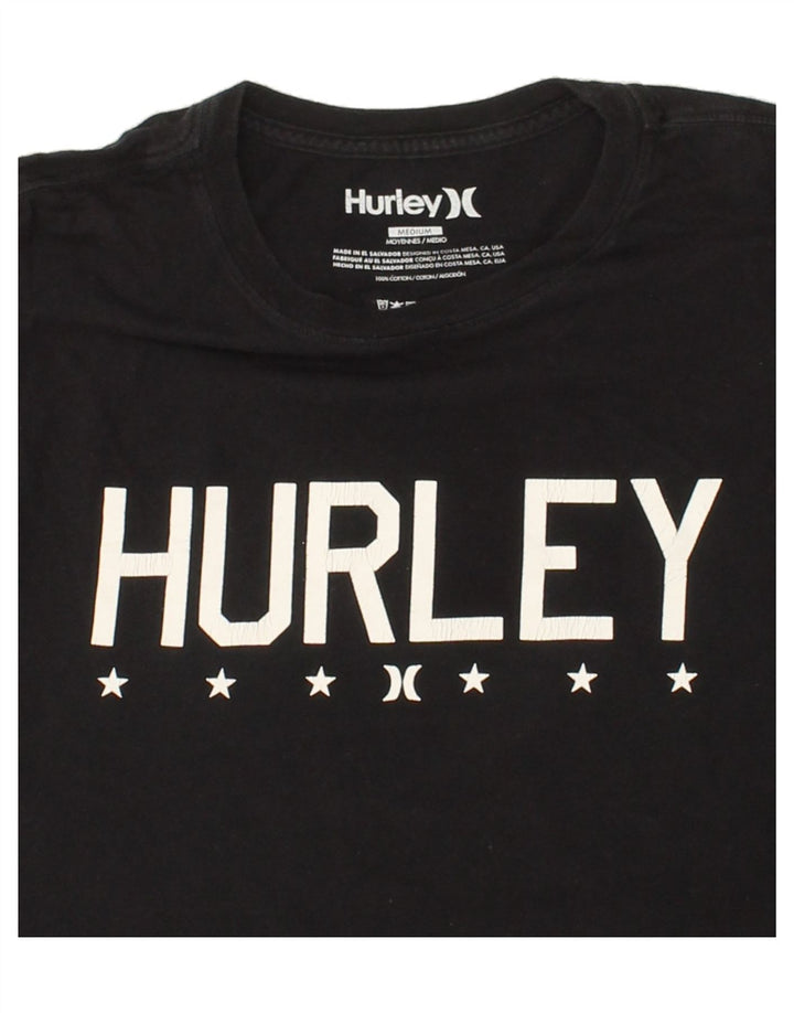 HURLEY Mens Graphic T-Shirt Top Medium Black Cotton Vintage Hurley and Second-Hand Hurley from Messina Hembry 