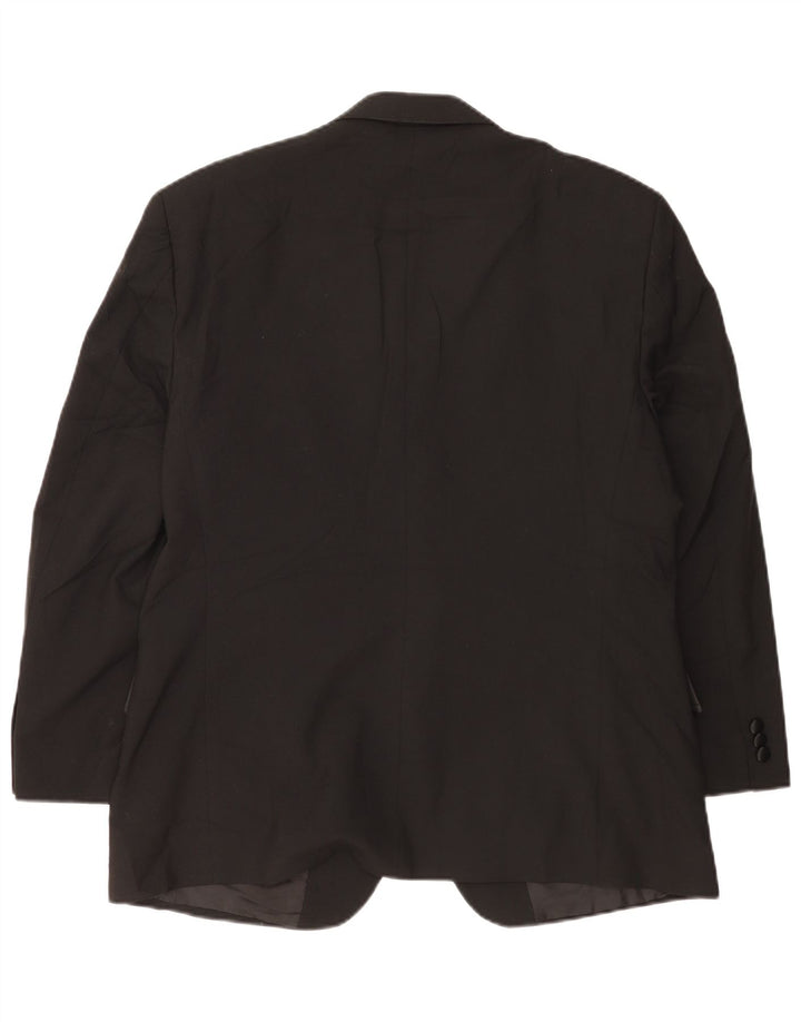 Marks & Spencer Mens Short 2 Button Blazer Jacket UK 42 XL Black Polyester