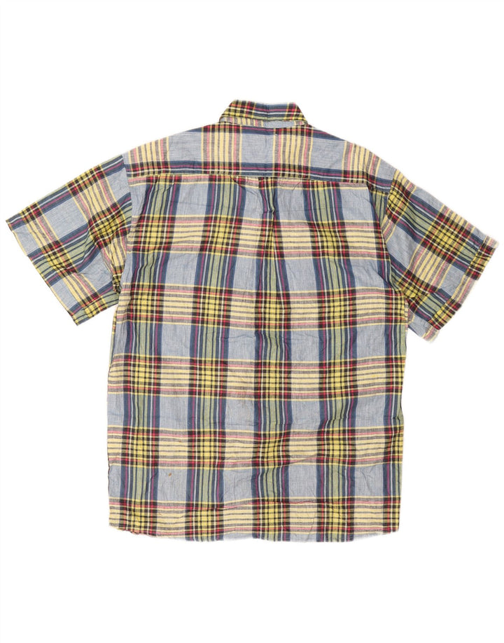 BASIC Mens Short Sleeve Shirt Medium Multicoloured Check Cotton