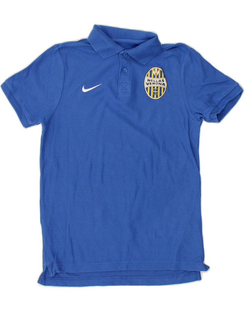 NIKE Boys HELLAS VERONA Graphic Polo Shirt 10-11 Years Medium Navy Blue Vintage Nike and Second-Hand Nike from Messina Hembry 