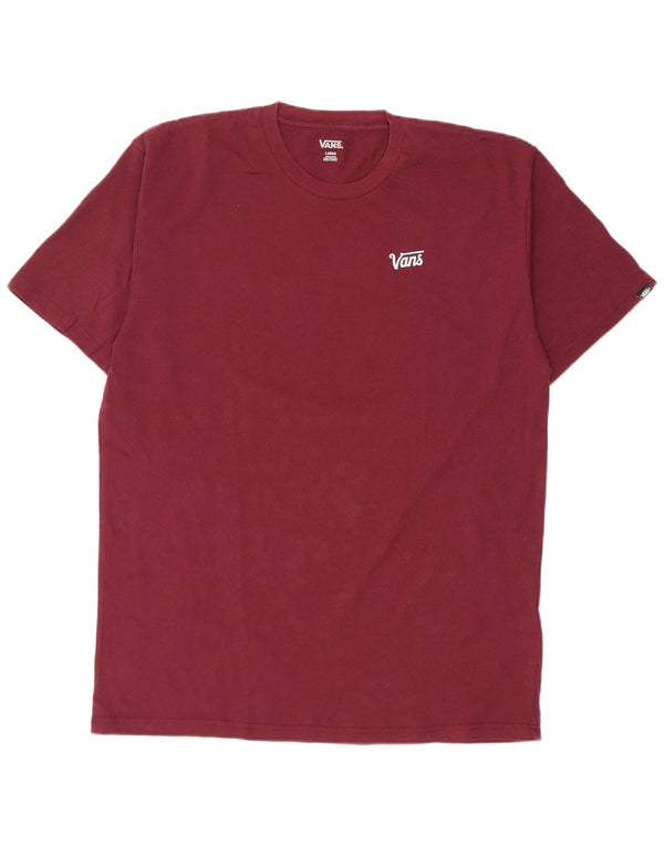 Vans Mens T-Shirt Top Large Burgundy Cotton