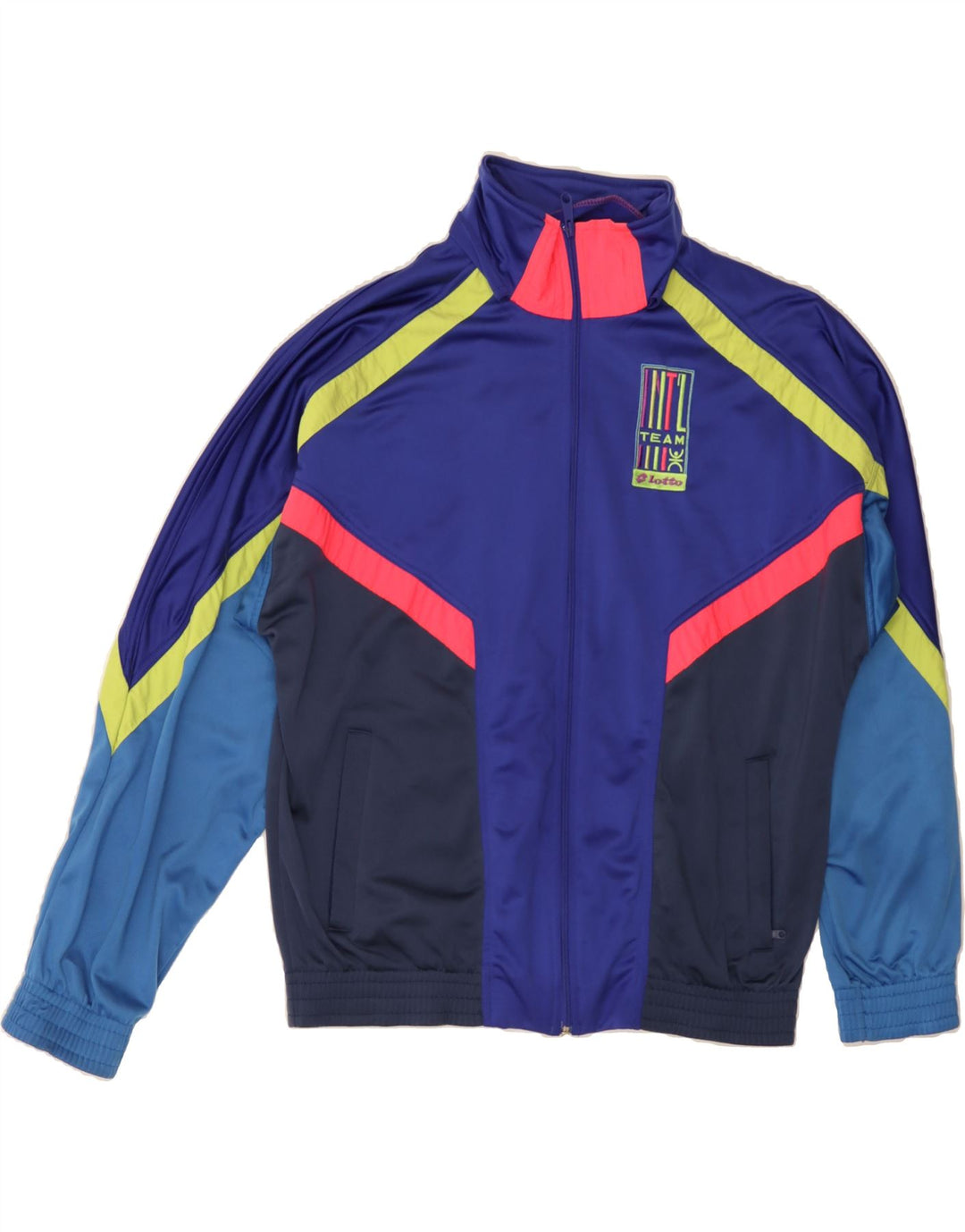 LOTTO Mens Graphic Full Tracksuit Small  Navy Blue Colourblock Polyester Vintage Lotto and Second-Hand Lotto from Messina Hembry 