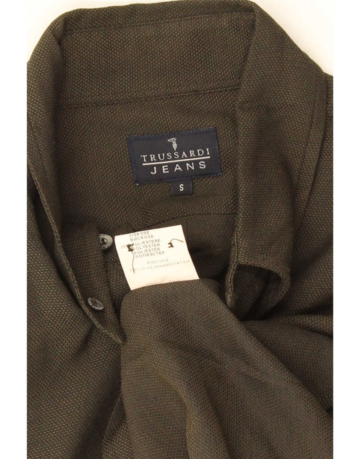 Trussardi Mens Shirt Small Khaki Viscose