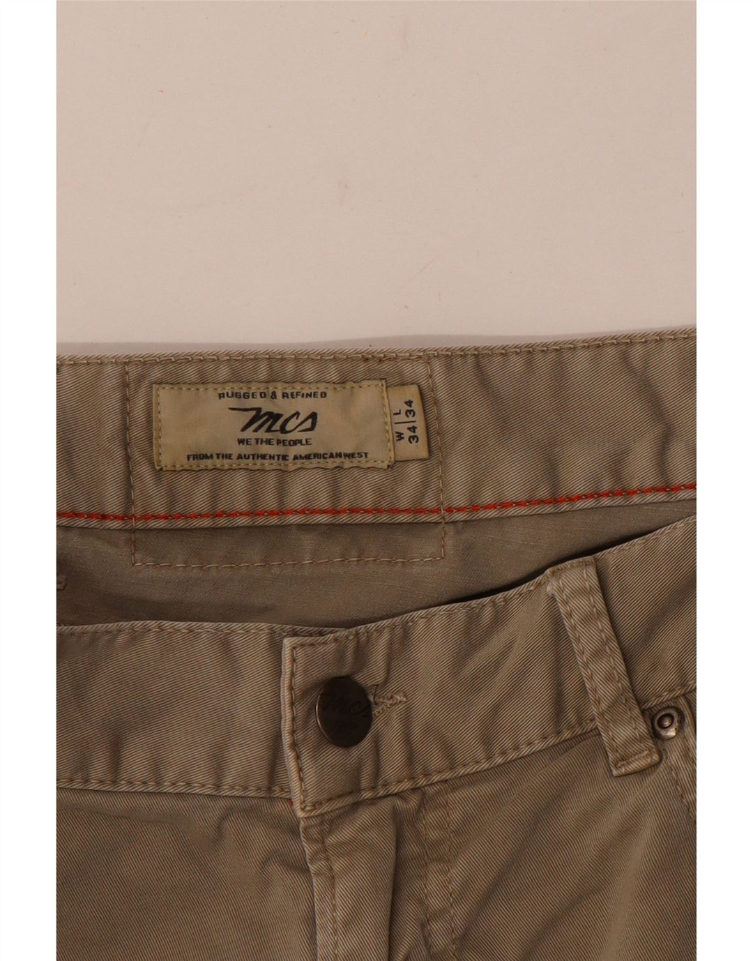 Marlboro Classics Mens Straight Chino Trousers W34 L29 Beige