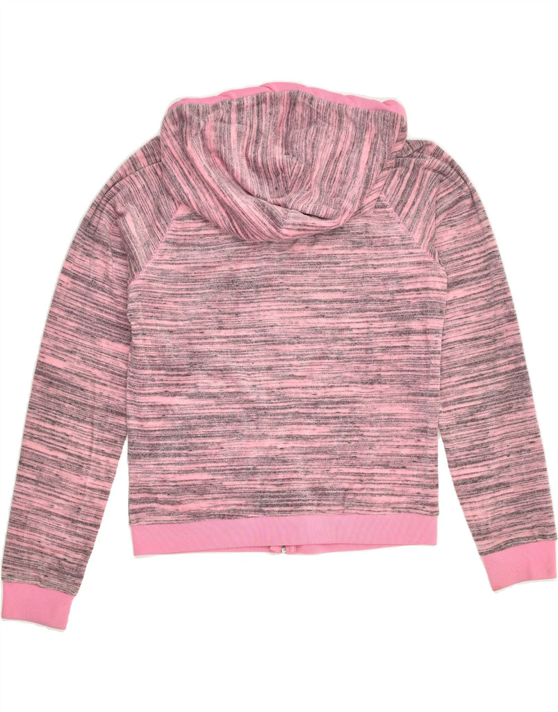 JUICY COUTURE Womens Zip Hoodie Sweater UK 14 Medium Pink Pinstripe Cotton | Vintage Juicy Couture | Thrift | Second-Hand Juicy Couture | Used Clothing | Messina Hembry 