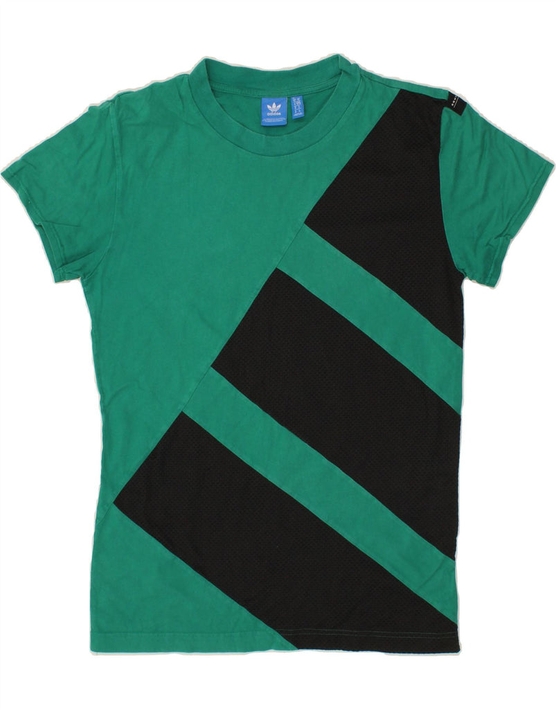 ADIDAS Mens T-Shirt Top Medium Green Colourblock Vintage Adidas and Second-Hand Adidas from Messina Hembry 