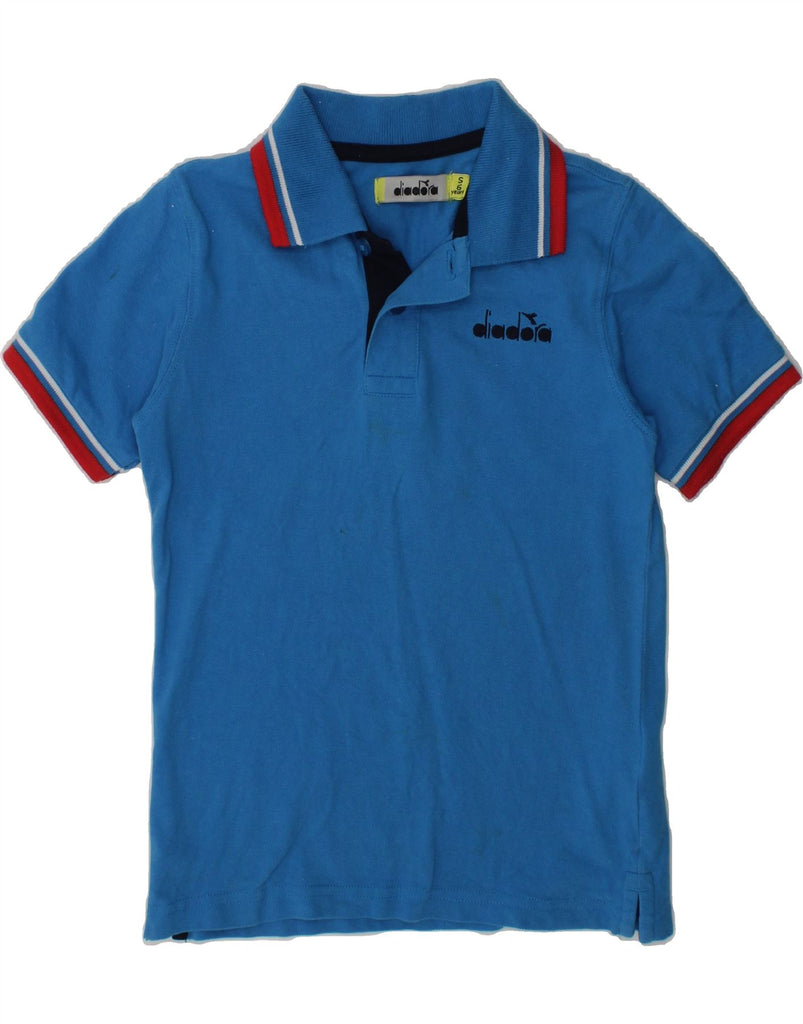 DIADORA Boys Polo Shirt 5-6 Years Small  Blue Cotton | Vintage Diadora | Thrift | Second-Hand Diadora | Used Clothing | Messina Hembry 