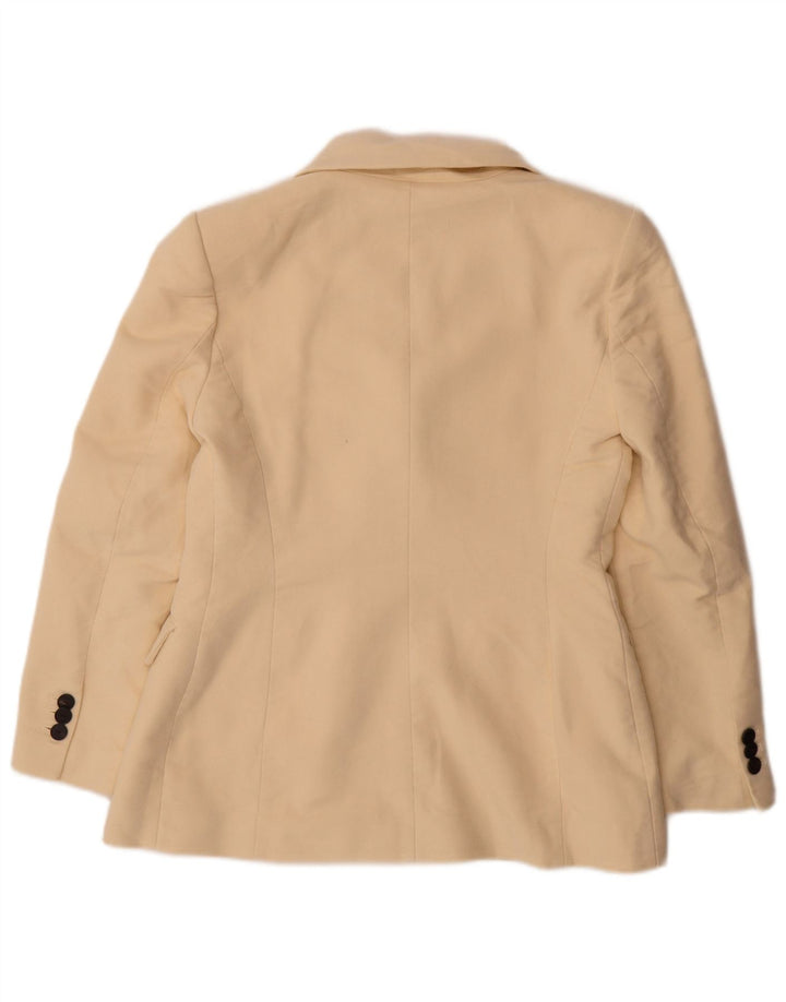 Zara Womens Double Breasted Blazer Jacket UK 16 Large Off White Cotton
