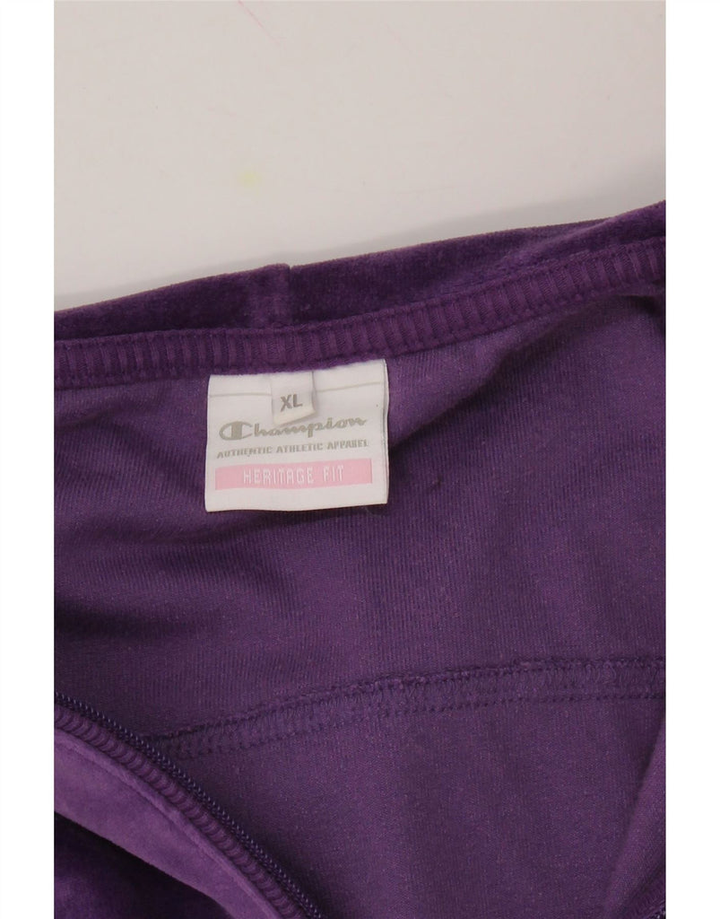 CHAMPION Womens Heritage Fit Velour Zip Hoodie Sweater UK 18 XL Purple Vintage Champion and Second-Hand Champion from Messina Hembry 