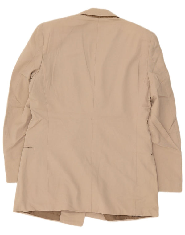 Vintage Mens Double Breasted Blazer Jacket IT 50 Large Beige Virgin Wool