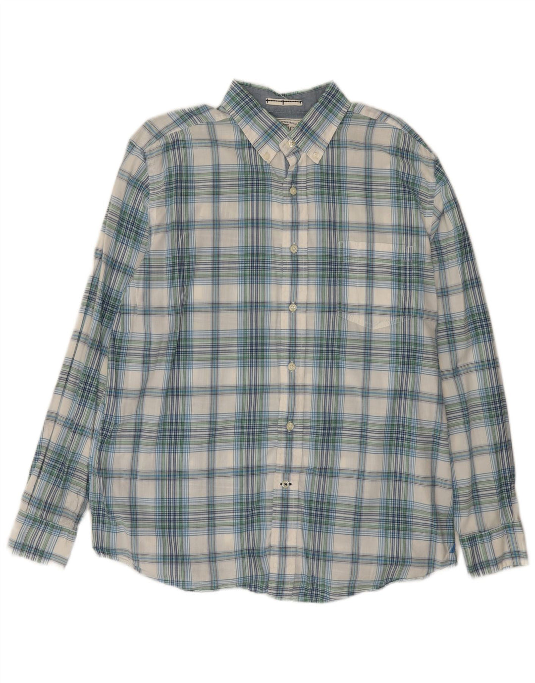 Nautica Mens Shirt Large Blue Check Cotton