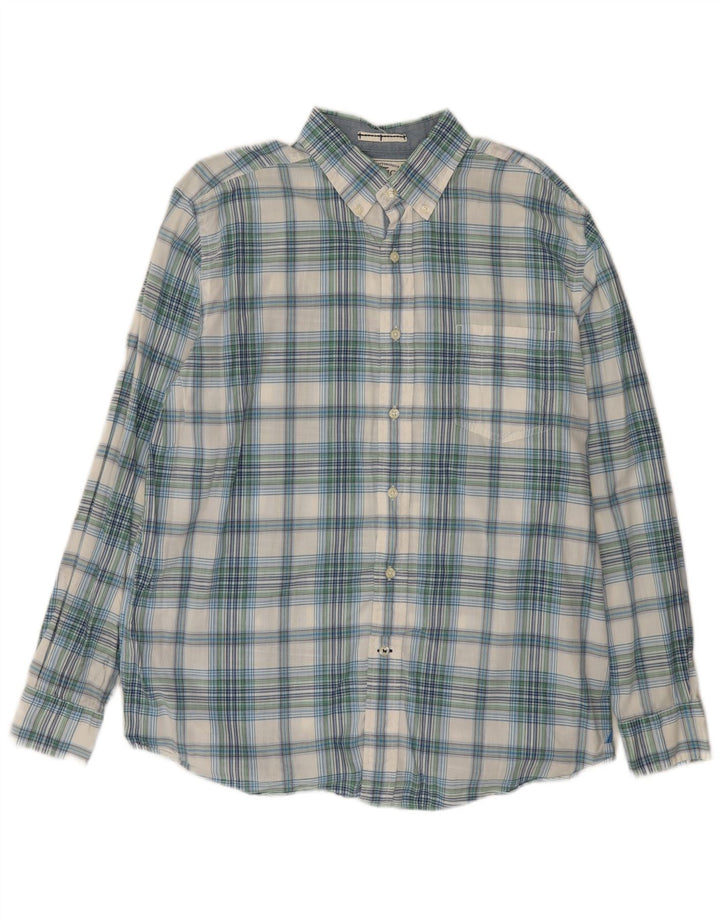 Nautica Mens Shirt Large Blue Check Cotton