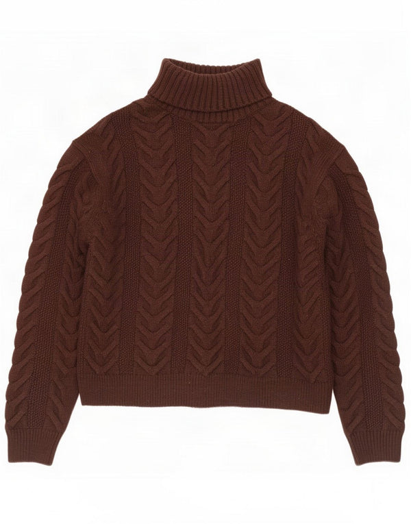 Marks & Spencer Womens Roll Neck Jumper Sweater UK 14 Medium Brown Acrylic