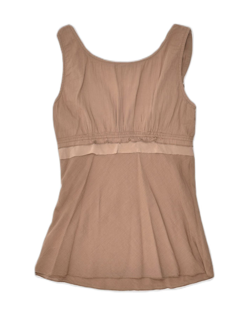 EMPORIO ARMANI Womens Sleeveless Blouse Top UK 8 Small Brown Cotton | Vintage Emporio Armani | Thrift | Second-Hand Emporio Armani | Used Clothing | Messina Hembry 