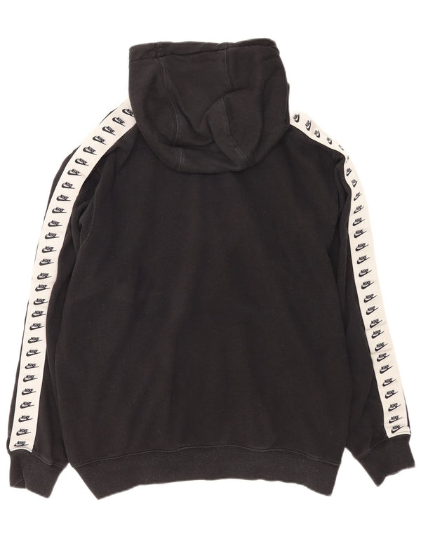 Nike Mens Graphic Hoodie Jumper Medium Black Colourblock Cotton