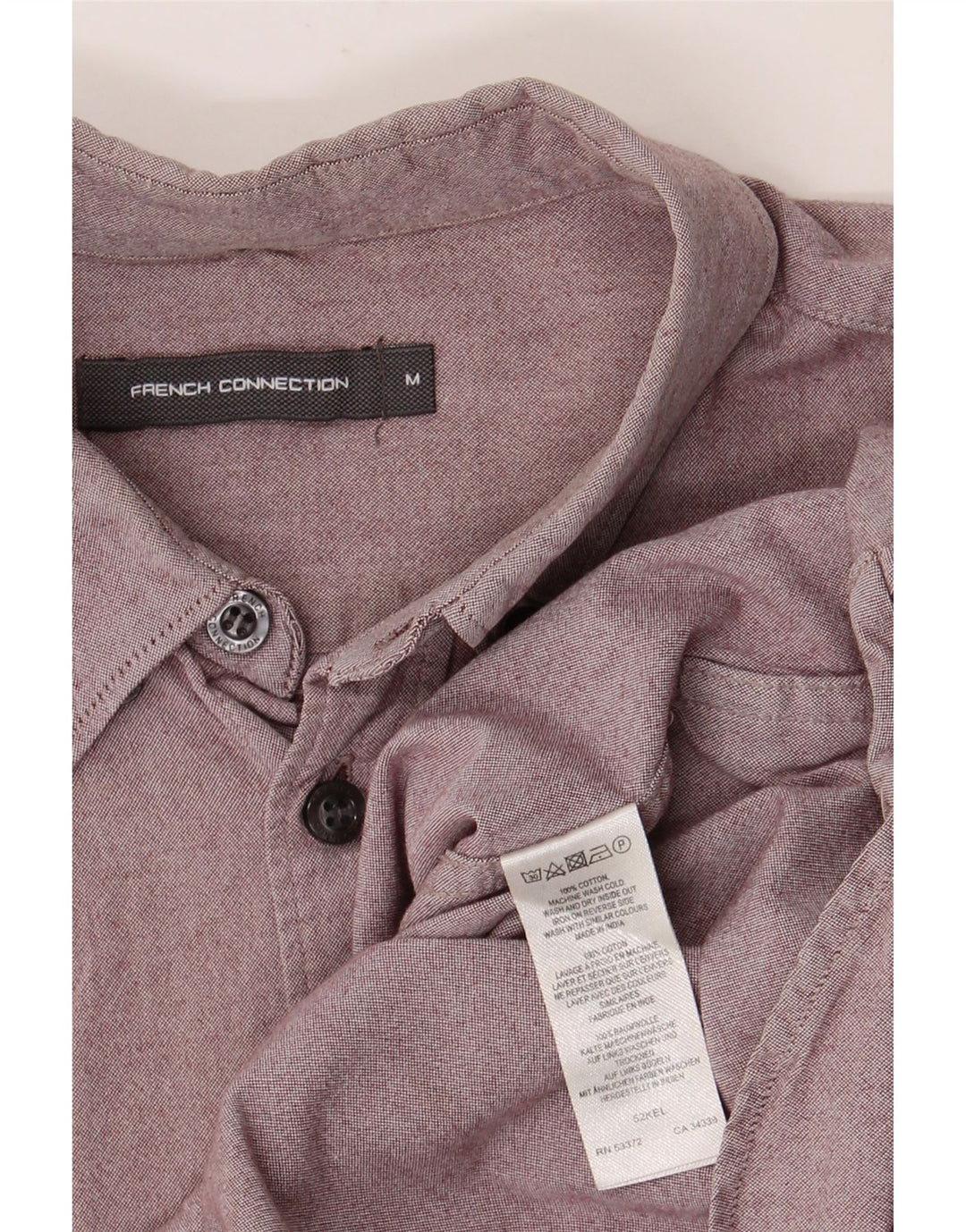 French Connection Mens Shirt Medium Burgundy Cotton