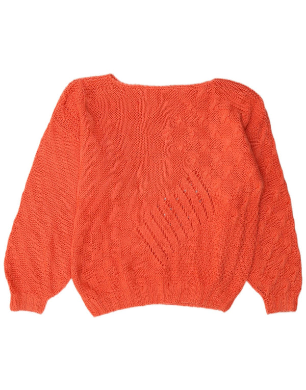 Vintage Womens Boat Neck Jumper Sweater UK 16 Large Orange