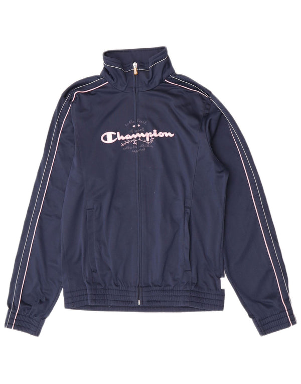Champion Girls Graphic Tracksuit Top Jacket 13-14 Years XL Navy Blue