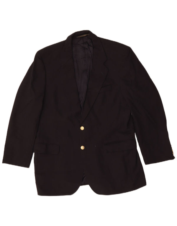 Marks & Spencer Mens 2 Button Blazer Jacket UK 42 Large Navy Blue Wool