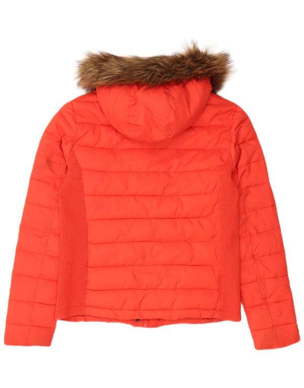 Superdry Womens Hooded Padded Jacket UK 18 XL Red Nylon