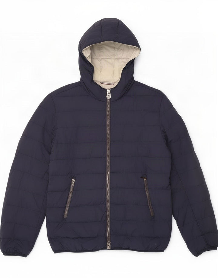 Colmar Mens Hooded Padded Jacket IT 52 Large Navy Blue Polyamide