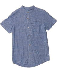 BENETTON Boys Short Sleeve Shirt 8-9 Years Blue Striped Cotton