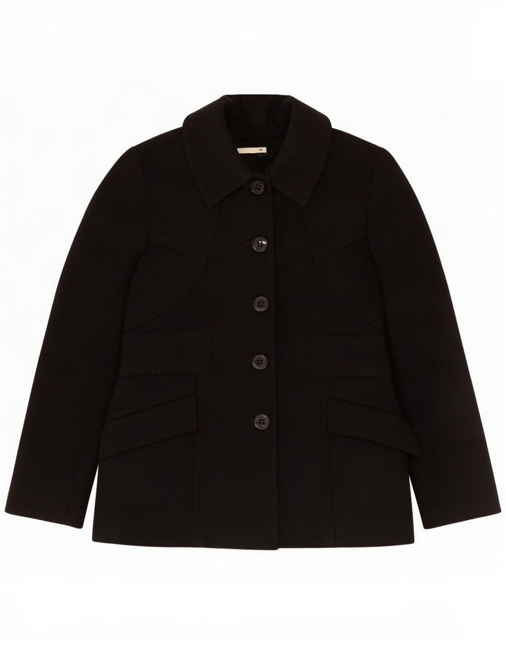 Reiss Womens 5 Button Blazer Jacket UK 8 Small Black Polyester