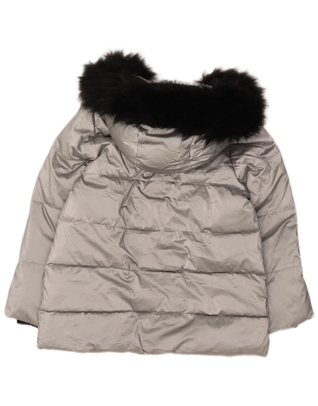Zara Girls Hooded Padded Jacket 11-12 Years Silver Polyester