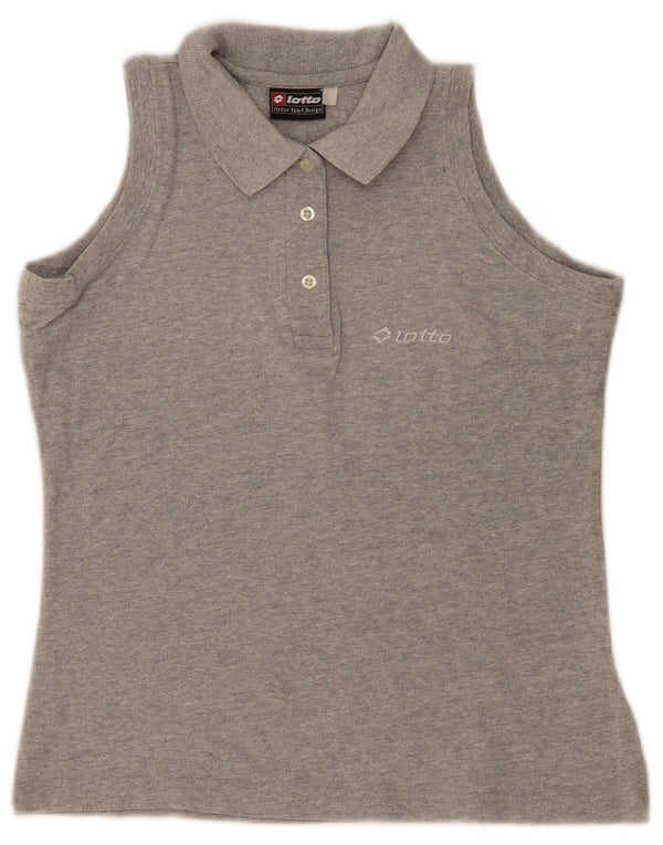 Lotto Womens Sleeveless Polo Shirt UK 10 Small Grey Cotton