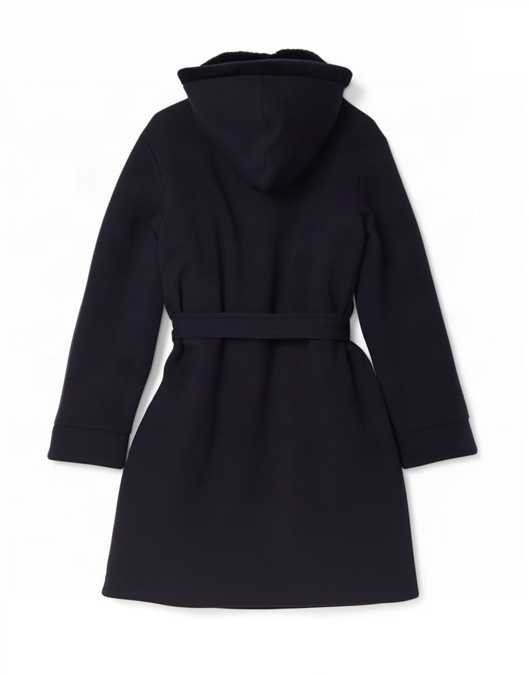 Lands End Womens Oversized Hooded Sherpa Overcoat UK 10 Small Navy Blue
